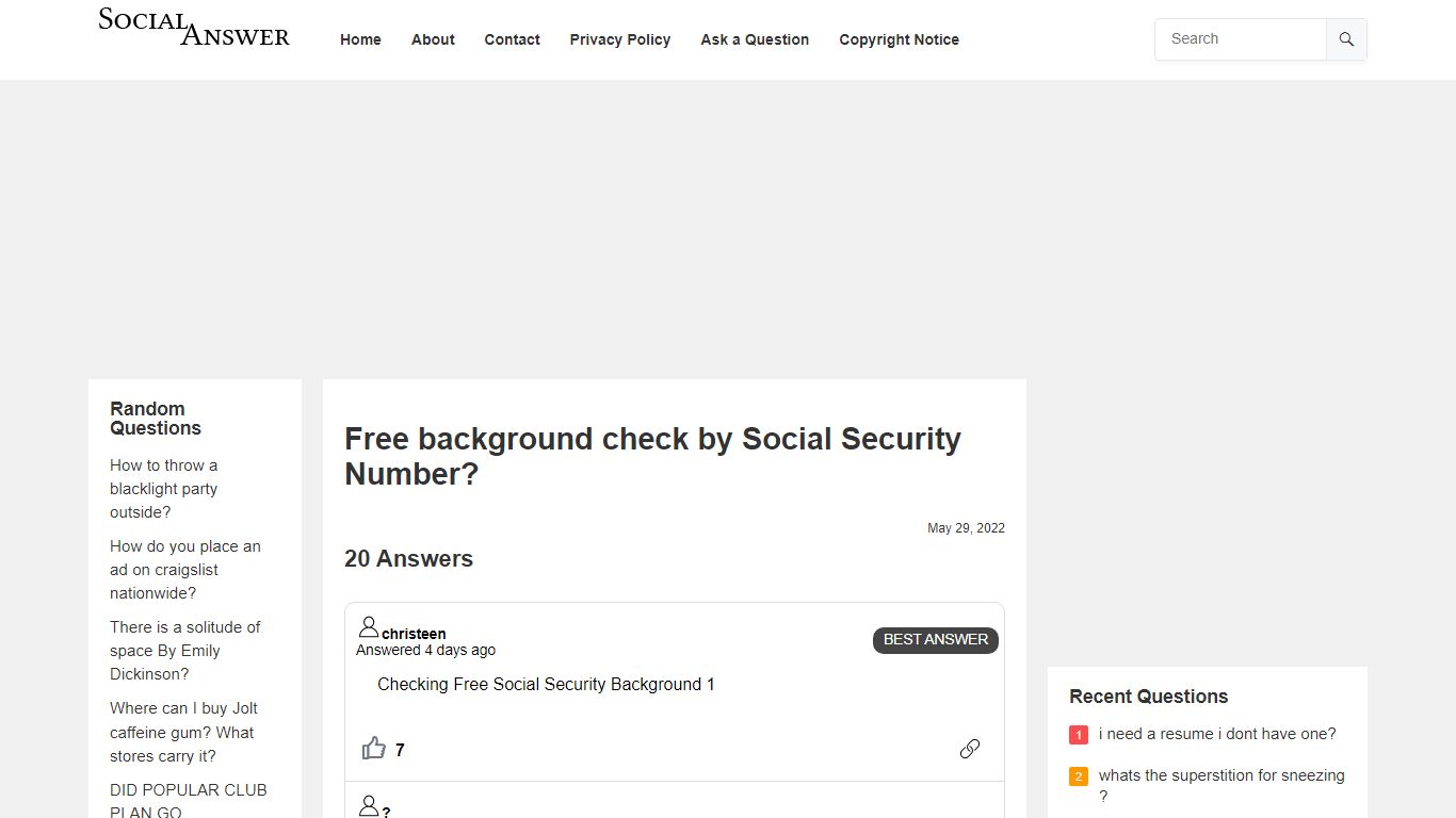 Free background check by Social Security Number?